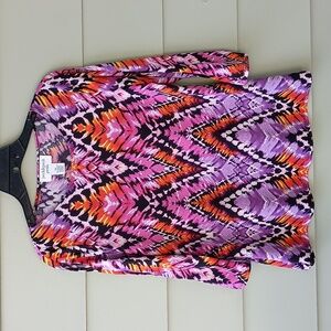 Peck & Peck Womens Colorful Stretch Knit Tunic Top Slit Sleeves PM